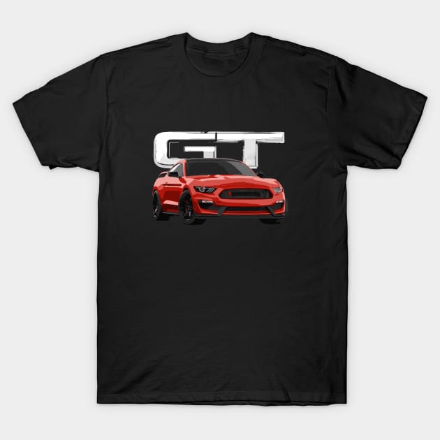 MUSTANG GT GT350 RACE RED T-Shirt by cowtown_cowboy